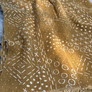 Vintage African Mudcloth Mustard Yellow Textile 58” L x 43” W Textile | No. 142